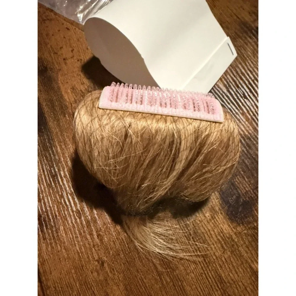 ELEFOCUS Clip in Bangs 100% Human Hair Honey Blonde French Fringe with Temples